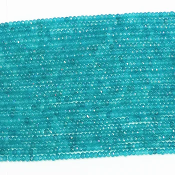 Karšto pardavimo mėlynos vienas natūralaus akmens karoliukai 2*4mm rondelle briaunuotas abacus chalcedony aukštos kokybės papuošalų prarasti karoliukai 15inch B561