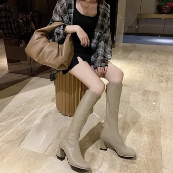2021 mados aukštakulnius moterys kelio ilgi batai pu odos office ponios suknelė bateliai, pavasario rudens batai moteris, didelis dydis 35-40 karšto