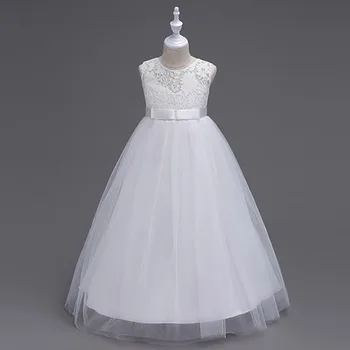 Karšto Pardavimo Balta Pirmosios Šventosios Komunijos Suknelės Mergaitėms Linijos, Rankovių Tiulio Nėrinių Gėlių Mergaitės Suknelė Pigūs 2019 Vaikas Inscenizacija Suknelė