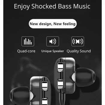 Dual Ratai 6D Stereo Laidinio Ausinės Universalus Heavy Bass Stereo In-Ear Laidinio Ausines Sporto Žaidimų Ausinės Su Mic Telefonu