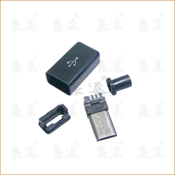 10vnt Micro USB 5PIN Suvirinimo Tipas Male Plug Jungčių Įkroviklis 5P USB Uodega Įkrovimo Lizdas 4 1 Baltas Juodas