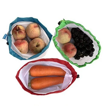 2vnt Pack Pagaminti Maišeliai, Daugkartinio naudojimo Virvė Akių Daržovių, Vaisių Žaislų Saugojimo Dėklas Namų Laikymo Krepšiai
