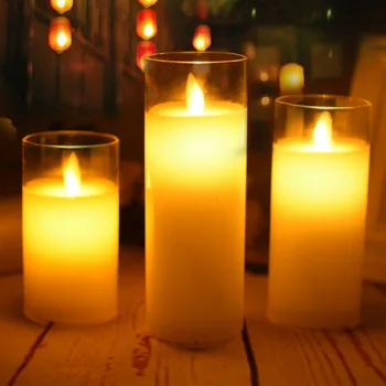Flameless LED Žvakė, Lempa, Sūpynės Perkelti Tikroviška Nerūkomojo Elektroninių Žvakės, Vestuvių Dekoravimas Romantiška stiklo žvakė taurė