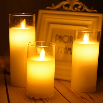 Flameless LED Žvakė, Lempa, Sūpynės Perkelti Tikroviška Nerūkomojo Elektroninių Žvakės, Vestuvių Dekoravimas Romantiška stiklo žvakė taurė