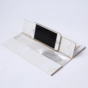 Baltas mobilusis Telefonas Didinamojo stiklo Laikiklis 3D Ekrano mobilusis Telefonas Stiprintuvo Darbalaukio Anti-radiacijos Medienos Telefono Laikiklis Laikiklis