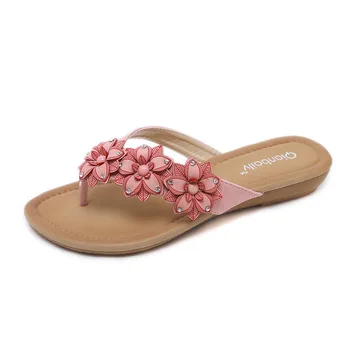 Naujas moterų Bohemijos Butas sandalai, batai moteriai Gėlių kalnų krištolas Apdaila fifo paplūdimio sandalai laisvalaikio bateliai dydis 35-42