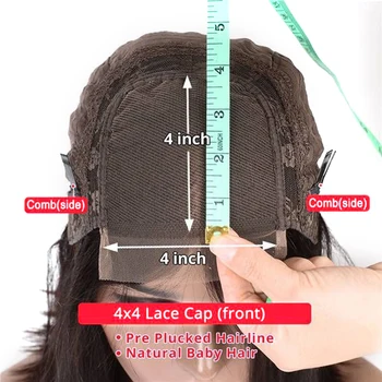 KISSU kaulų tiesiai nėriniai priekiniai perukas 4x4 nėrinių uždarymo perukas Brazilijos lacefront žmogaus plaukų perukai moterims, nėriniai priekinės perukas