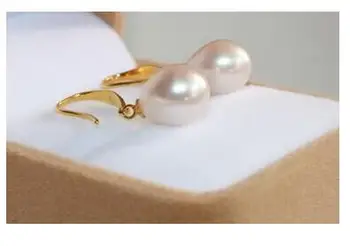 Nemokamas pristatymas spalvingas 12-13mm pietų jūros baroko balto perlo auskaru 14K