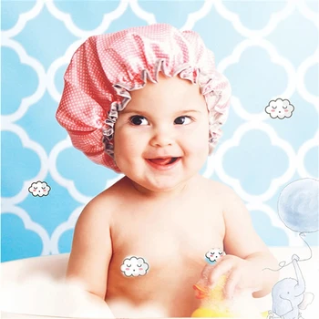 Spalvinga Dvigubo Sluoksnio Vonia, Dušas Mergaičių Gražių Storio Baby Shower Kepurės Plaukų Padengti Vandeniui Maudymosi Kepuraitė