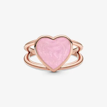 2021 NAUJA 925 Sterlingas Sidabro Žiedai Pink Swirl Širdies Pareiškimą Žiedas Moterų Dalyvavimas Jubiliejų Originalios Juvelyrikos Priėmimo Dovana