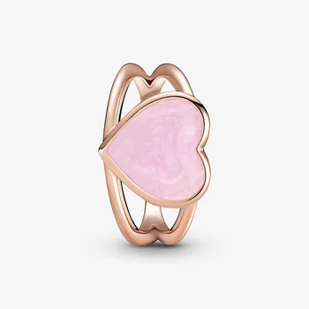 2021 NAUJA 925 Sterlingas Sidabro Žiedai Pink Swirl Širdies Pareiškimą Žiedas Moterų Dalyvavimas Jubiliejų Originalios Juvelyrikos Priėmimo Dovana