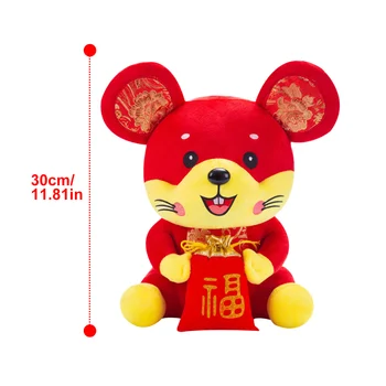 12 Colių Mielas Kinų naujieji Metai Raudonos Žiurkės Lėlės Ornamentu Metais Pelės Festivalis 