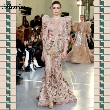Rožinės Spalvos Blizgučiai Vakare Šalis Suknelė Su Ilgomis Dubajus Dizaino Naujausias Moterys Prom Dresses Undinė 