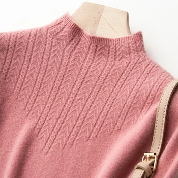 Golfo megztinis moterų rudens žiemos 2020 naujas plonas mezgimas, žemiausią moterų vientisos spalvos kašmyro megztinis žakardo viršų