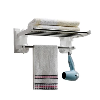 Nemokamai skylių vonios lentyna iš nerūdijančio plieno siurbimo taurės rankšluostį stovas rankšluosčių džiovykla vonios kambarys kabinti rankšluosčių lentynos WF4011809