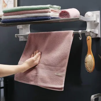 Nemokamai skylių vonios lentyna iš nerūdijančio plieno siurbimo taurės rankšluostį stovas rankšluosčių džiovykla vonios kambarys kabinti rankšluosčių lentynos WF4011809
