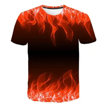 Mados Vyrų 3D Gaisro Liepsnos Grafika Atspausdinta Tee Viršų trumpomis Rankovėmis T-Shirt Palaidinė