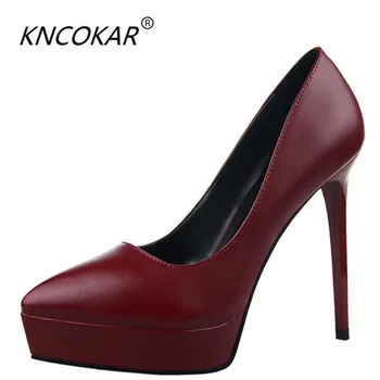KNCOKAR2018Fashionable paprasta sex appeal rodo, plonas kulnas - ultra aukštos obcasie batų seklių-pažymėjo vandeniui platforma moterims