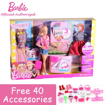 Barbė Leisti Prekės Kelionių Stilių Barbie Mergina Apsimesti, Juokinga Lėlės Žaislas Kalėdas Dovanų Barbie Boneca FFB18