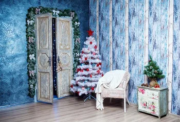 Avezano Linksmų Kalėdų Eglutė Backdrops Žiemą Patalpose Sofa Mažas Kabinetas Dekoras Vaiko Mėlyna Fotografijos Fonas Fotostudija