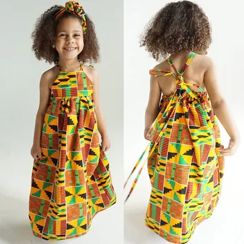Vasarą Merginos Afrikos Atsispausdinti Pečių Plaukų Juosta Princesė Atsitiktinis Suknelė, Mados Mergaičių Suknelė