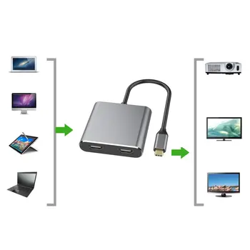HDMI suderinamus C Tipo Adapteris 4K C Dual HD USB 3.0 Kabelį Mokestis Uosto Konverteris, Skirtas MacBook 