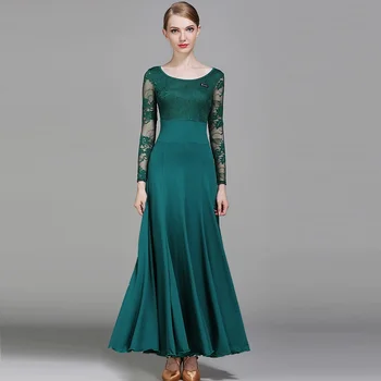 Lady Šiuolaikinių Šokių Suknelė Ilgomis Rankovėmis Nacionalinio Standarto Šokių Kostiumas Ilgomis Rankovėmis Pramoginiai Šokiai Vienodas Valsas Tango Suknelės B-6191