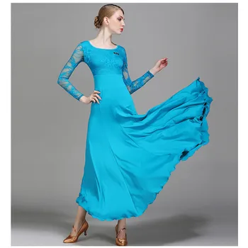 Lady Šiuolaikinių Šokių Suknelė Ilgomis Rankovėmis Nacionalinio Standarto Šokių Kostiumas Ilgomis Rankovėmis Pramoginiai Šokiai Vienodas Valsas Tango Suknelės B-6191