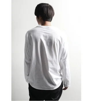 Base coat vyriški ilgomis rankovėmis white T-shirt įgulos kaklo su INS, hip-hop tendencija jaunimo prarasti Honkongo stiliaus vientisa spalva
