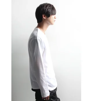 Base coat vyriški ilgomis rankovėmis white T-shirt įgulos kaklo su INS, hip-hop tendencija jaunimo prarasti Honkongo stiliaus vientisa spalva