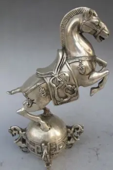 Išskirtinį Kinijos klasikinės rankų darbo Tibeto sidabras arklio statula