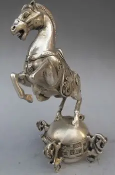 Išskirtinį Kinijos klasikinės rankų darbo Tibeto sidabras arklio statula