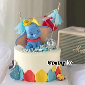 Dramblys tortas topper dovanos vaikams, vaikams, kūdikių žaislai, 1 metų gimtadienio dekoracijas, tortas dekoravimo gyvūnų cupcake rėžtuvės