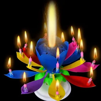 Šalis Dvigubo Lotus Muzikos Žvakė Dvigubai Gėlių Žiedų Gimtadienio Tortas Butas Sukasi Elektroninių Sukasi Lotus Žvakių Vaikams Dovanų