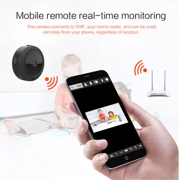 A11 Mini Wireless WI-fi IP Kamera HD1080P Smart Home Security infraraudonųjų SPINDULIŲ Naktinio Matymo KAMERA Kameros Nuotrauka Mini Belaidės Kameros Wifi