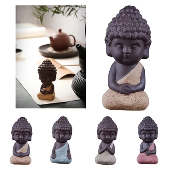 4Pcs Mažasis Buda Ornamentu Statula Vienuolis Kung Fu Arbatos naminių Gyvūnėlių Figūrėlės Stalo Viršų