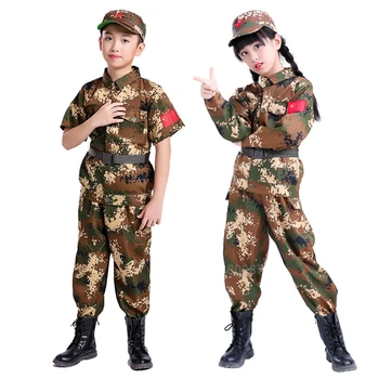 Skautai Vaikai Karinę Uniformą Armijos Kareivis, Cosplay Kostiumai, Mergina Kamufliažas Kovoti Su Mokymo Striukės Vyrų Medžioklės Taktinis Kostiumas