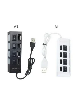 3pcs komplektacija USB 2.0 3.0 HUB W/ Power On/Off Jungiklis Didelio Greičio Adapterį, Laido VNT RF