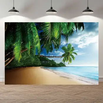 Vasaros Paplūdimio Kraštovaizdžio Taranteiro Fono Foto Studija Fone Gražių Palmių Atogrąžų Vasarą Sea View Photocall Reklama