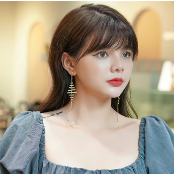 Xinwei auskarai 2020 naujas paprasta tvora kutas auskarai moterims, ilgai kristalų pakabukas auskarai, papuošalai, dovanos