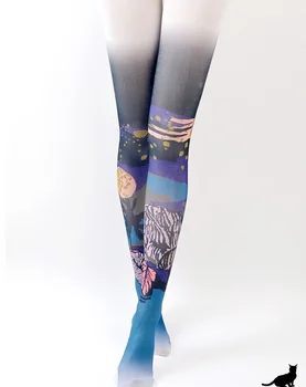 Unikalus Mėnesiena modelio kojinės Japonijos cosply Lolita Triko Aukštos kokybės juodo šilko kojinės formuojant leggin 1order=1pc