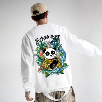 Palaidinukė Vyrų 2019 Hip-Hop Rudens-Žiemos Vyrų Kinijos Panda Print Šiltas Atsitiktinis Naują Sportinę Aprangą