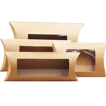 Kraft Popieriaus Dėžės PVC Skaidri Lango Dovanų Pakavimo Pagalvę Dėžutę