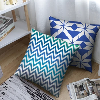 Mėlyna Geometrijos Mesti Pagalvės Dangtelis Sofa-Lova Dekoratyvinis Svetainės Pagalvės Atveju, Namų Puošmena Žiemą