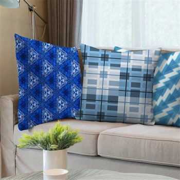 Mėlyna Geometrijos Mesti Pagalvės Dangtelis Sofa-Lova Dekoratyvinis Svetainės Pagalvės Atveju, Namų Puošmena Žiemą