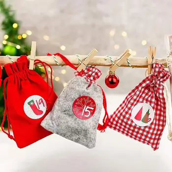 24pcs/set Kalėdų kabo maišelis 1-24 atgalinės atskaitos Santa Claus ir Kalėdų Dekoracijos Kalėdų Dovanų Maišeliai LX3176