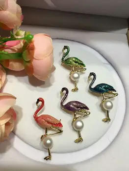 Aukštos kokybės mikroskopas cirkonis 2018 medaus flamingas gėlavandenių perlų sagė bižuterijos