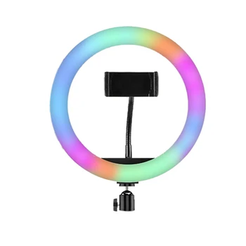 33cm RGB Šviesos Žiedas su Telefono Įrašą Pritemdomi Selfie Šviesos Nešiojamų Makiažas Lempa LED Stalas Užpildyti Šviesos Smartfon