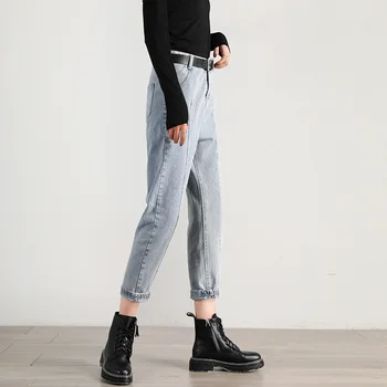 Moteris, Džinsai Vintage Tiesiai Aukšto Juosmens Džinsai Draugu Mėlyna Streetwear Prarasti Mėlyna Džinsinio Audinio Kelnės Retro Mados Harajuku Kelnės