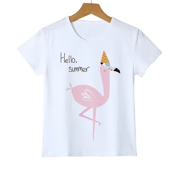 Mados Viršūnes Vaikų marškinėliai Flamingas/Cat/Elnių Spausdinti viršūnes Tee Berniukas/Mergaitė/Kūdikių Marškinėliai Atsitiktinis Animacinių filmų Vaikas Tees drabužius Y14-1